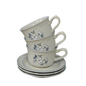 Covington Edition Stoneware Cup & Saucer Set 3 Japan Floral Design